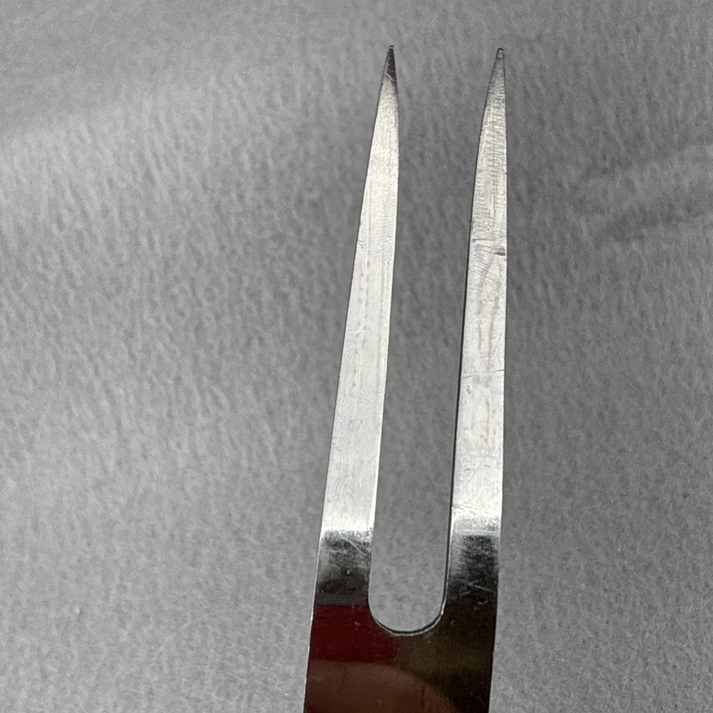Vtg Northcraft Japan SS Full Extended Tang 2 Prong Carving Fork Acier Inoxydable